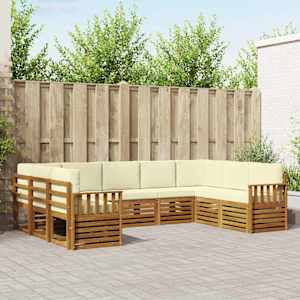 Zunanja garnitura za sedenje z blazino 9 pcs Naravna in smetana