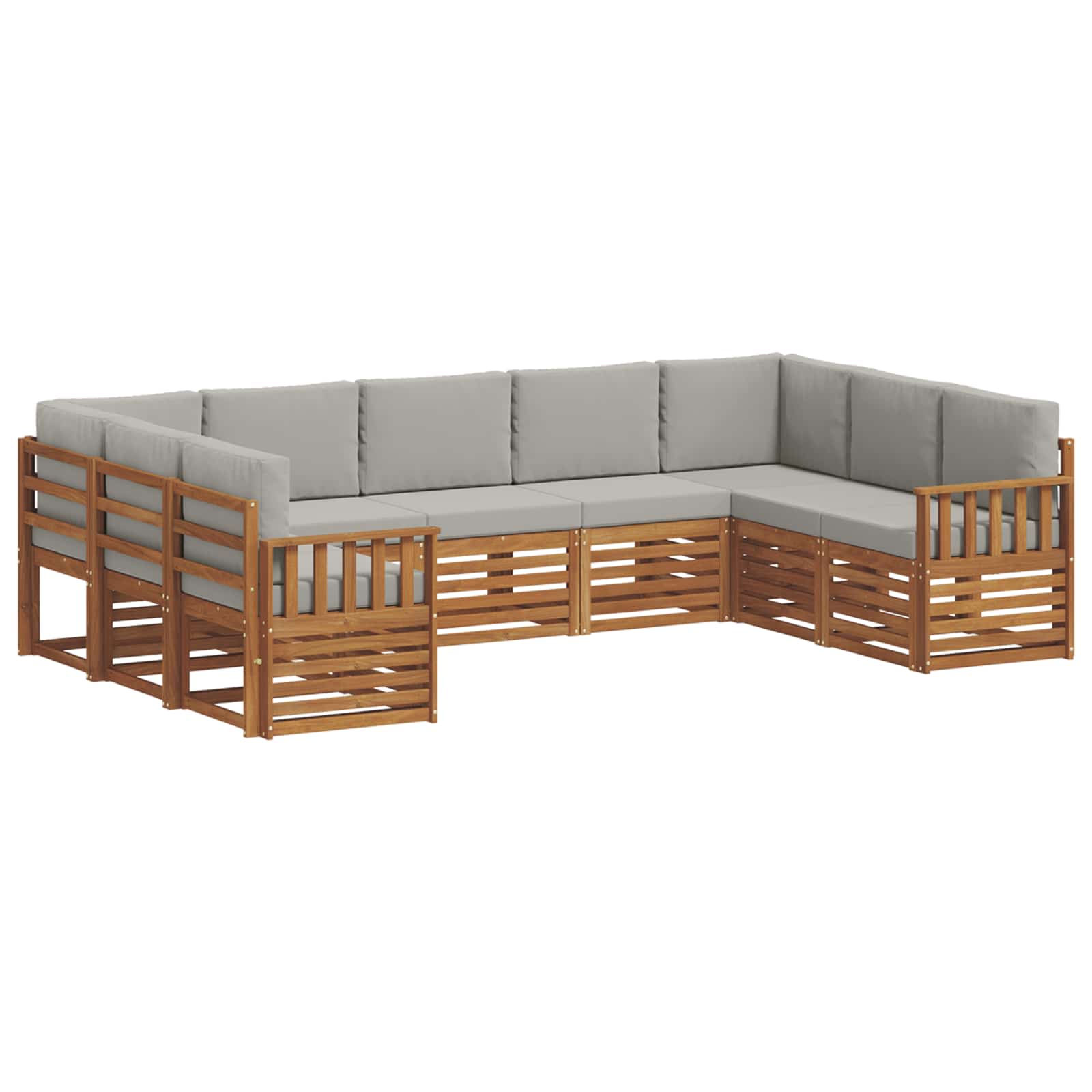 Sofa-Sets 9 pcs Natuurlijk en Lichtgrijs Massief Acaciahout image 2