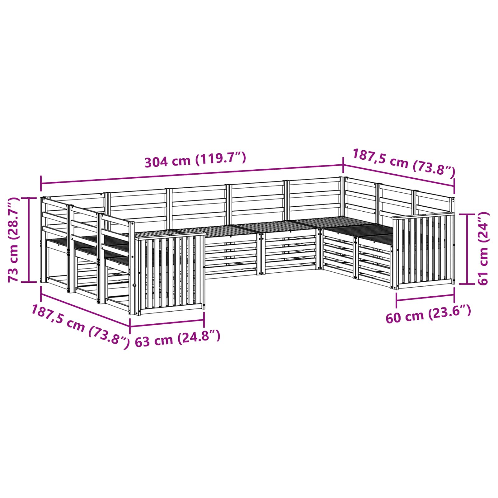 Sofa-Sets 9 pcs Naturel Massief Acaciahout image 7