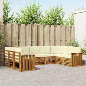 Zunanja garnitura za sedenje z blazino 9 pcs Naravna in smetana