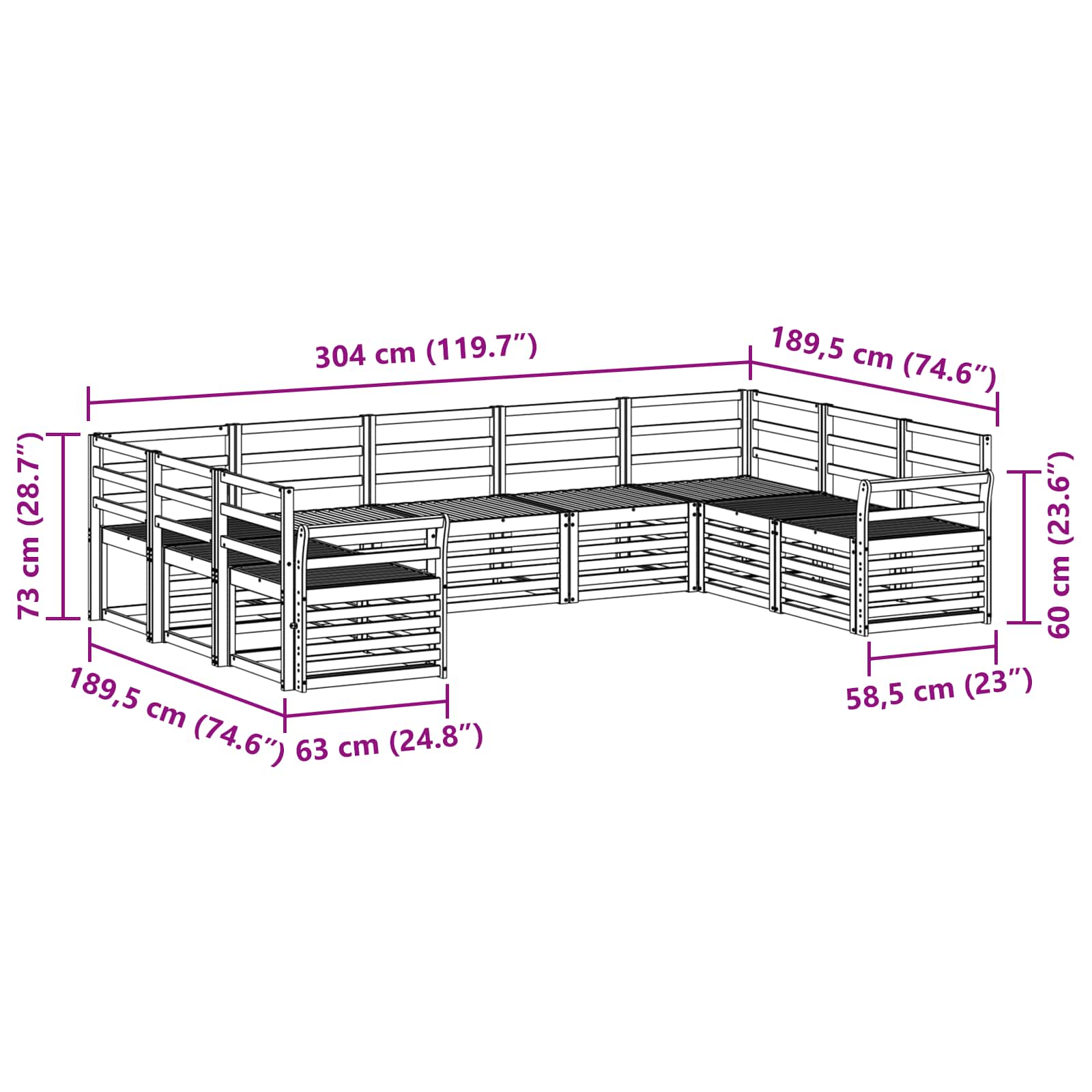 Sofa-Sets 9 pcs Naturel Massief Acaciahout image 7