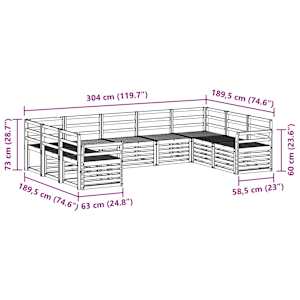 Rohová sofa sada 9 pcs Přírodní - obrázek 8