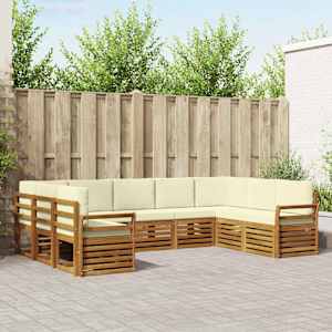 Zunanja garnitura za sedenje z blazino 9 pcs Naravna in smetana