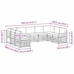 Rohová sofa sada s polštářem 9 pcs Přirozená a Krémová - obrázek 9