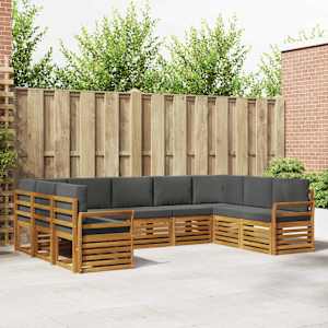 Zunanja garnitura za sedenje 9 pcs Naravna in antracitna