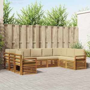 Zunanja garnitura za sedenje z blazino 9 pcs Naravna in bež