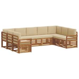 Rohová sofa sada s polštářem 9 pcs Přirozená a Béžová - obrázek 2