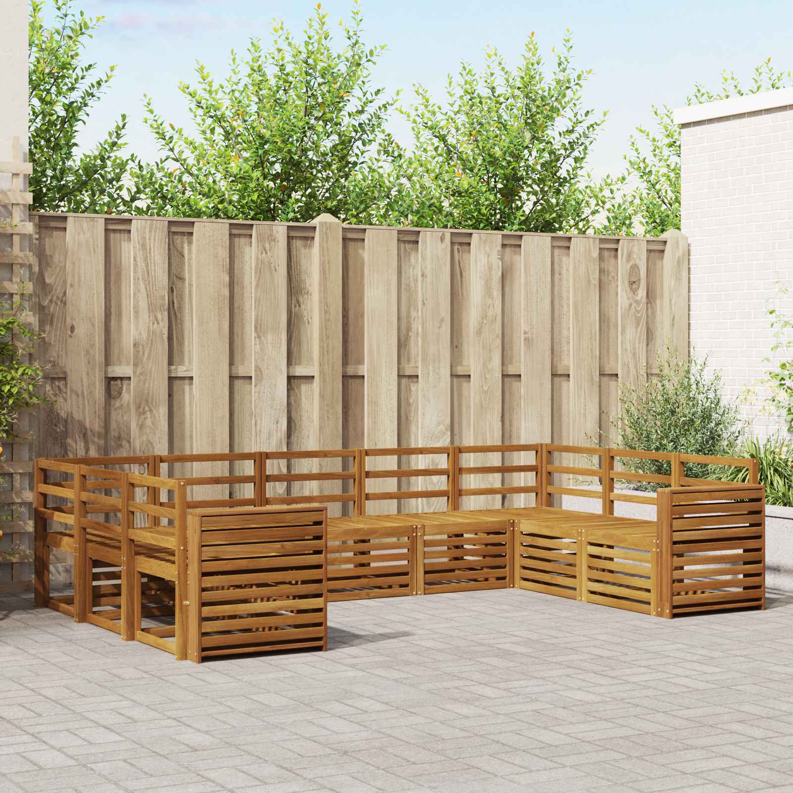 Sofa-Sets 9 pcs Naturel Massief Acaciahout image 1