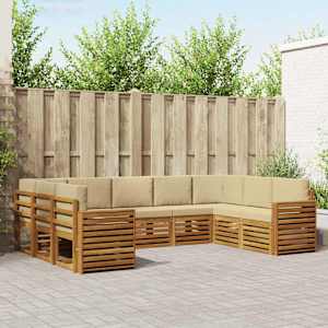 Zunanja garnitura za sedenje z blazino 9 pcs Naravna in bež