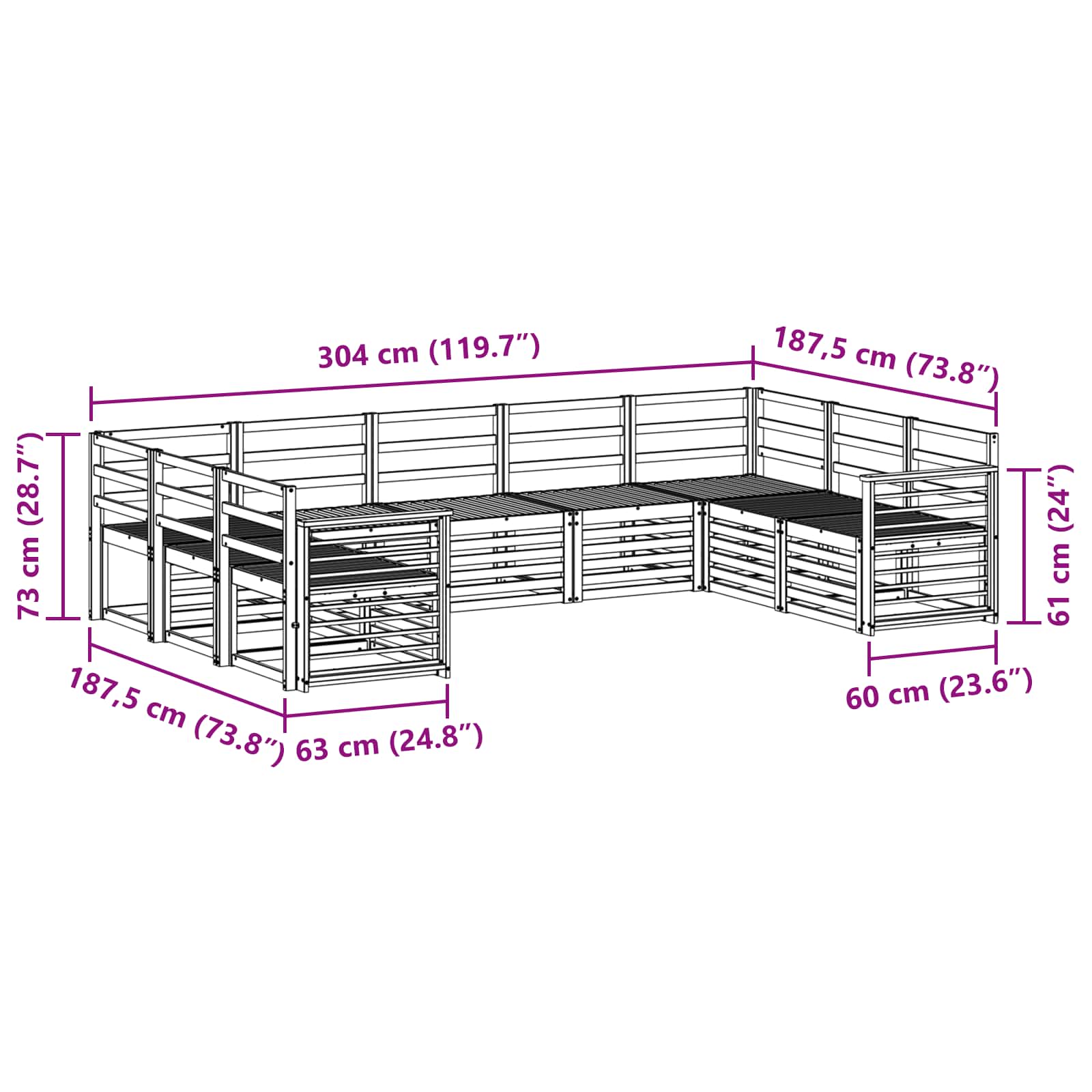 Sofa-Sets 9 pcs Naturel Massief Acaciahout image 7