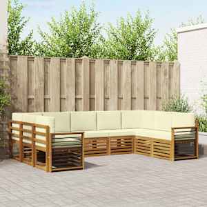 Zunanja garnitura za sedenje z blazino 9 pcs Naravna in smetana