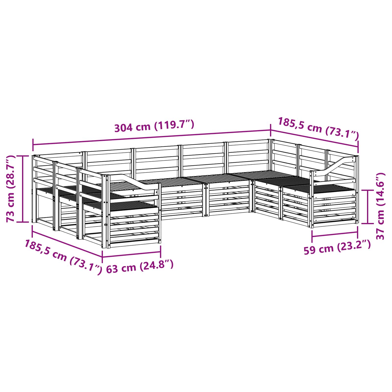 Sofa-Sets 9 pcs Naturel Massief Acaciahout image 7