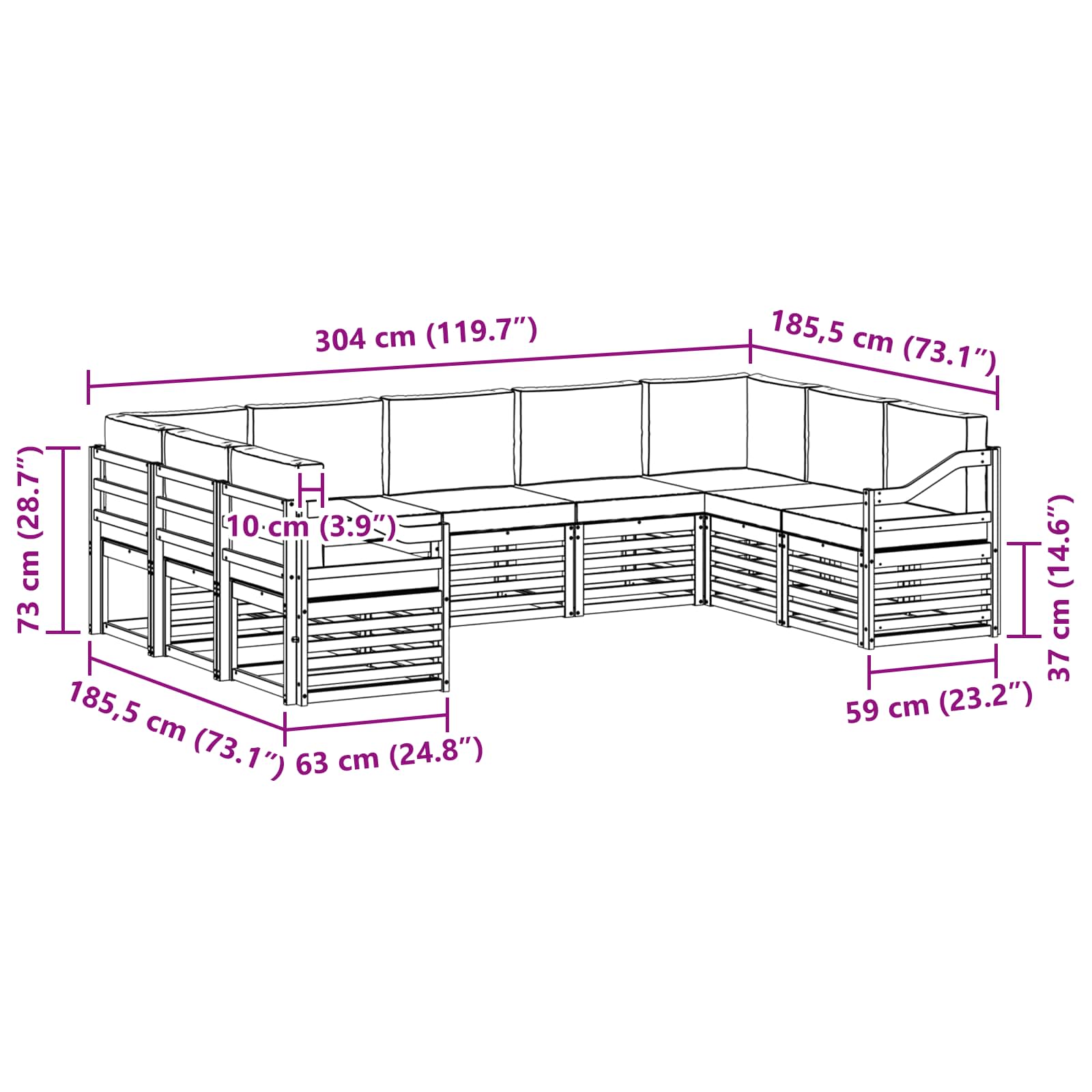 Sofa-Sets 9 pcs Natuurlijk en Lichtgrijs Massief Acaciahout image 7