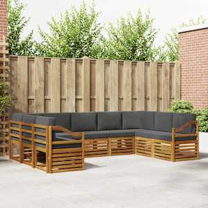 Zunanja garnitura za sedenje 9 pcs Naravna in antracitna