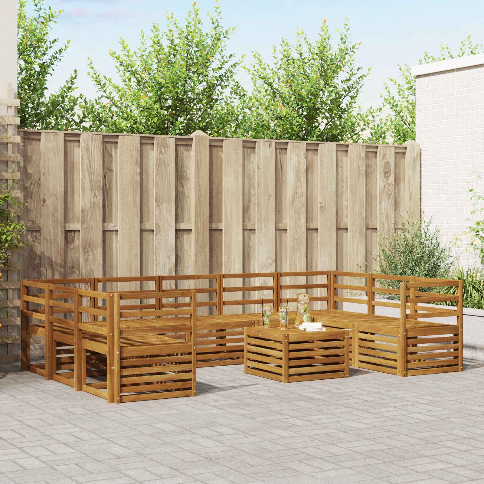 vidaXL Sofagarnituren 10 pcs Natur Massivholz Akazie