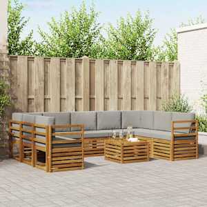 Sedežne garniture z blazino 10 pcs Naravna in svetlo siva