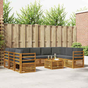 Sedežne garniture z blazino 10 pcs Naravna in antracitna