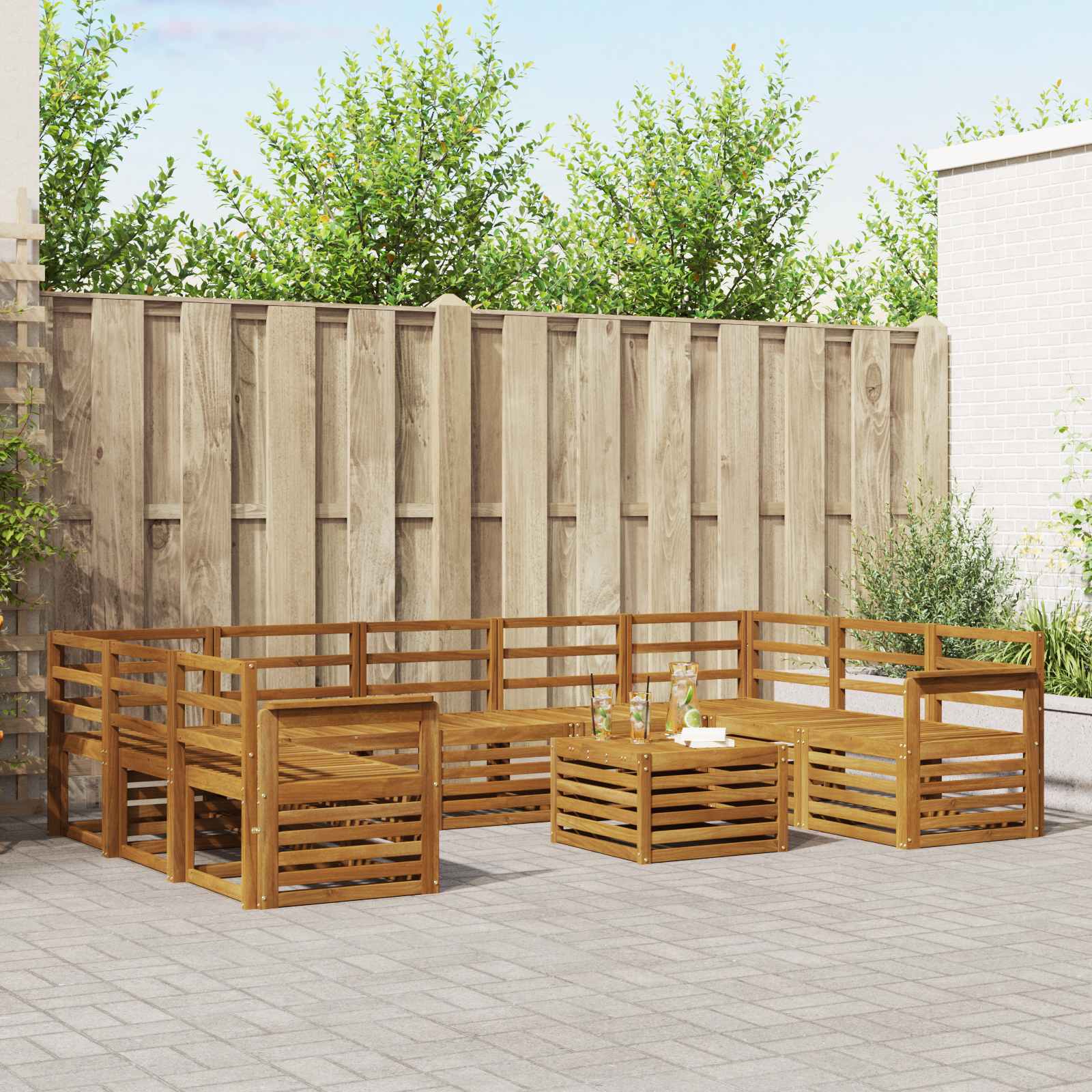 Sofa-Sets 10 pcs Naturel Massief Acaciahout image 1