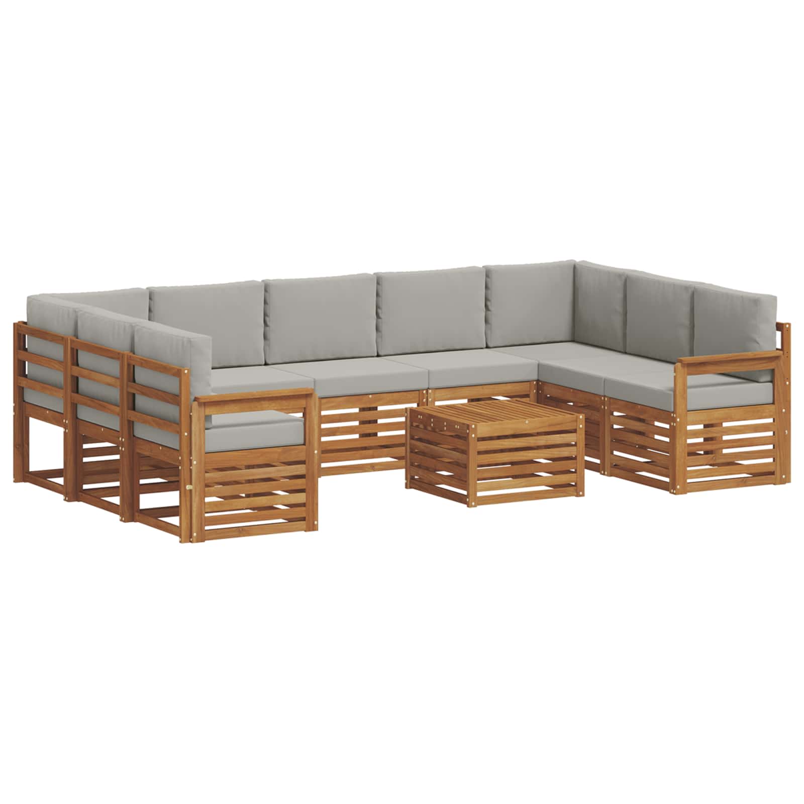 Sofa-Sets 10 pcs Natuurlijk en Lichtgrijs Massief Acaciahout image 2