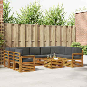 Sedežne garniture z blazino 10 pcs Naravna in antracitna