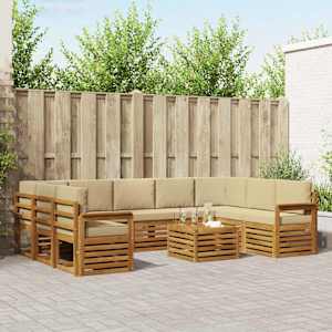 Sedežne garniture 10 pcs Naravna in bež Masiven les akacije