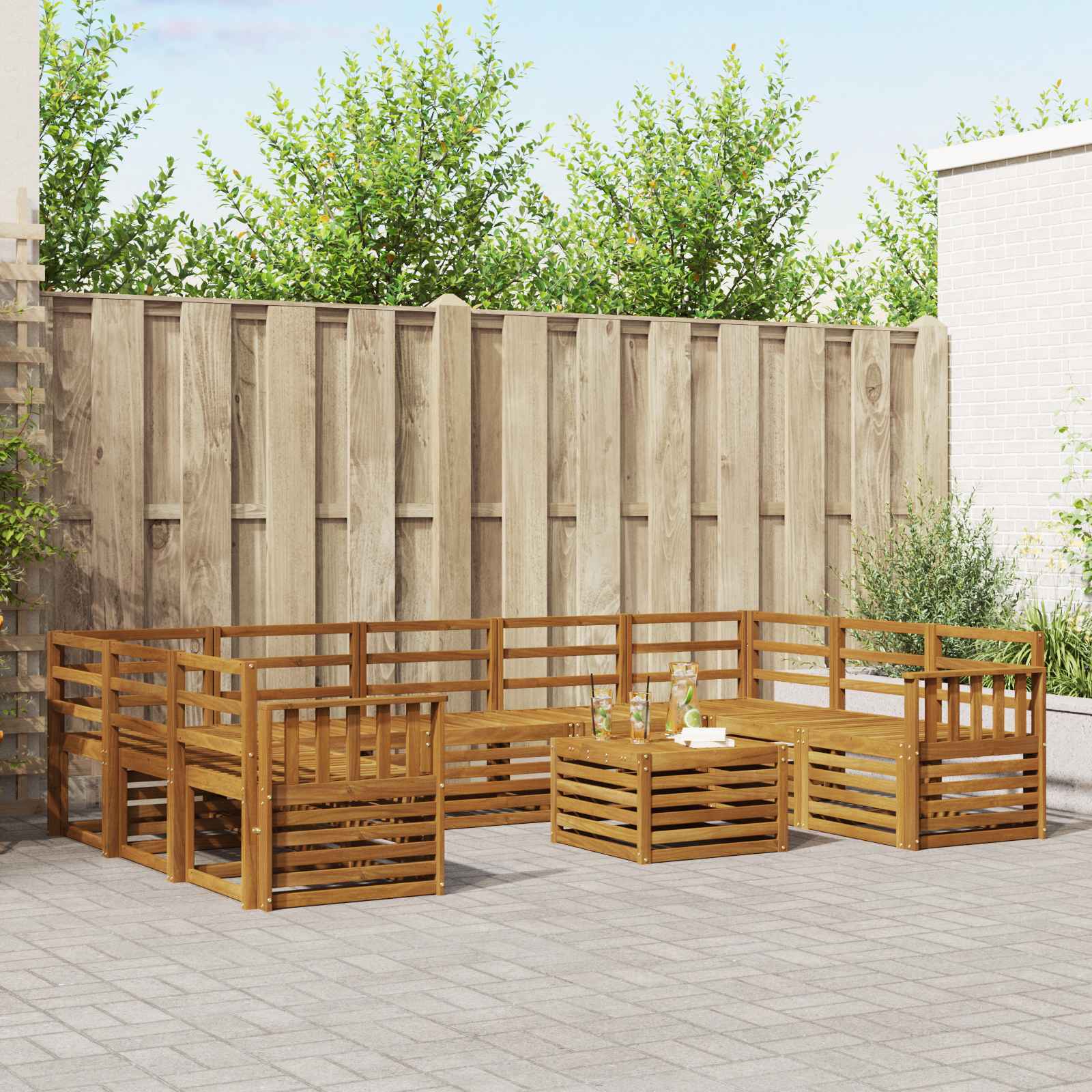 Sofa-Sets 10 pcs Naturel Massief Acaciahout image 1