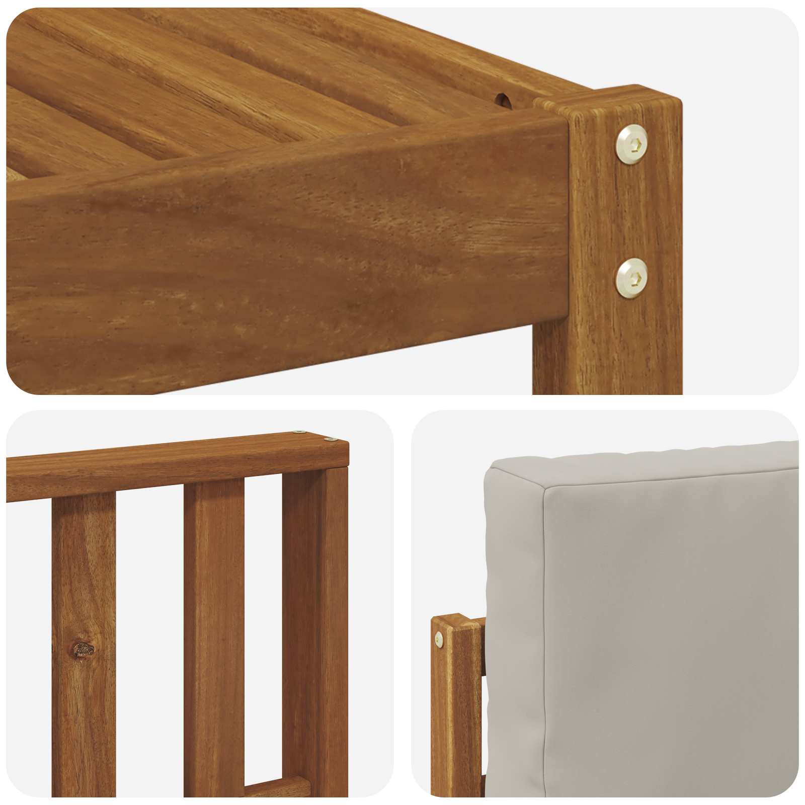 Sofa-Sets 10 pcs Natuurlijk en Lichtgrijs Massief Acaciahout image 7