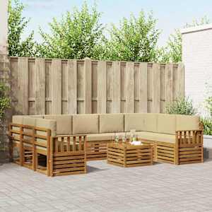 Sedežne garniture 10 pcs Naravna in bež Masiven les akacije