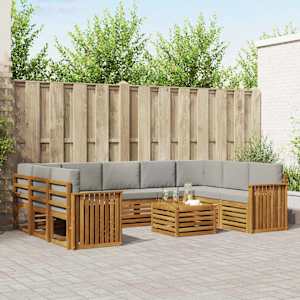 Sedežne garniture z blazino 10 pcs Naravna in svetlo siva