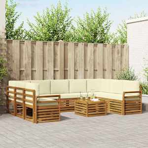 Sedežne garniture 10 pcs Naravna in smetana Masiven les akacije