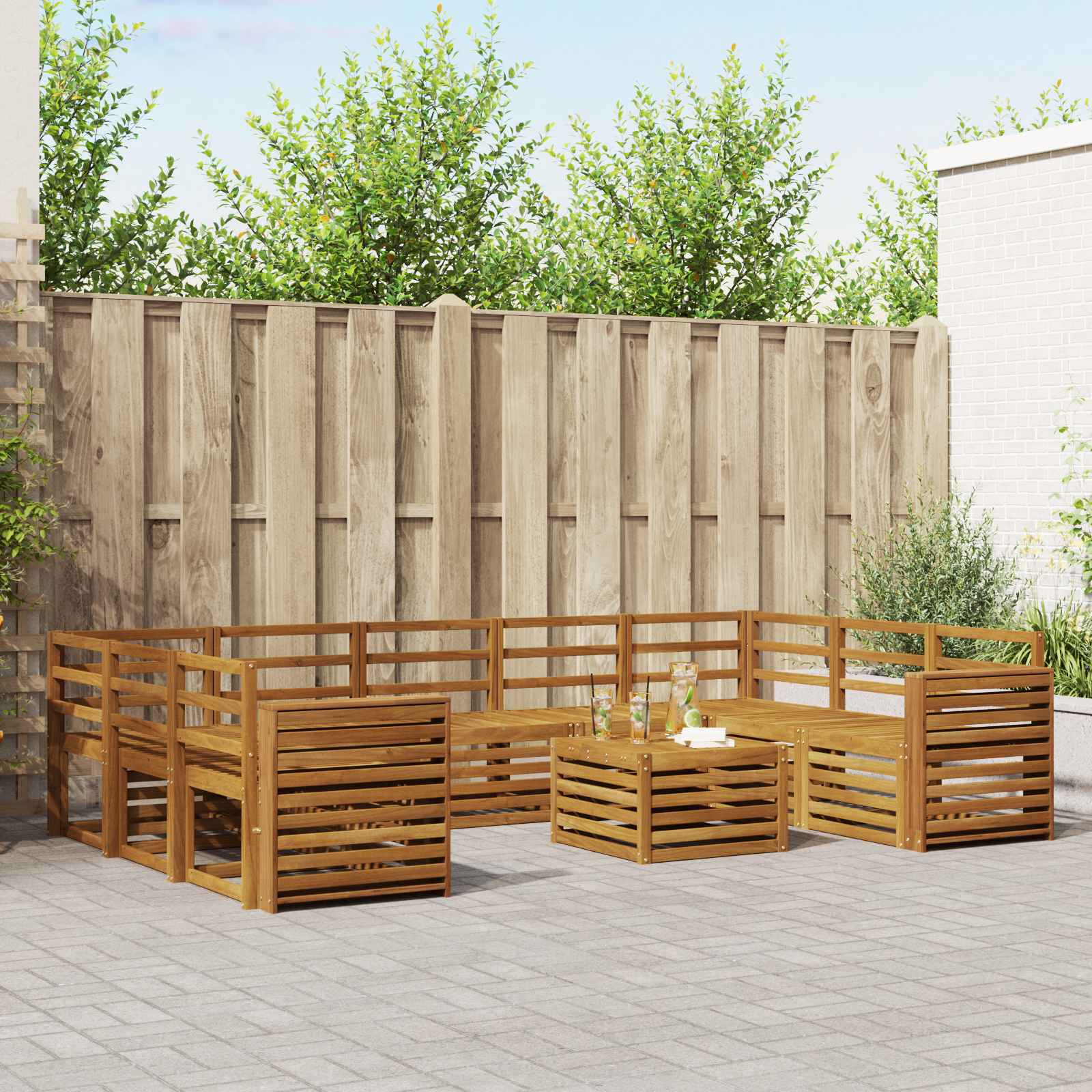 Sofa-Sets 10 pcs Naturel Massief Acaciahout image 1