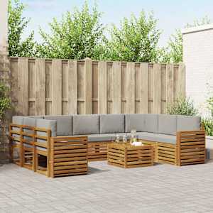 Sedežne garniture z blazino 10 pcs Naravna in svetlo siva