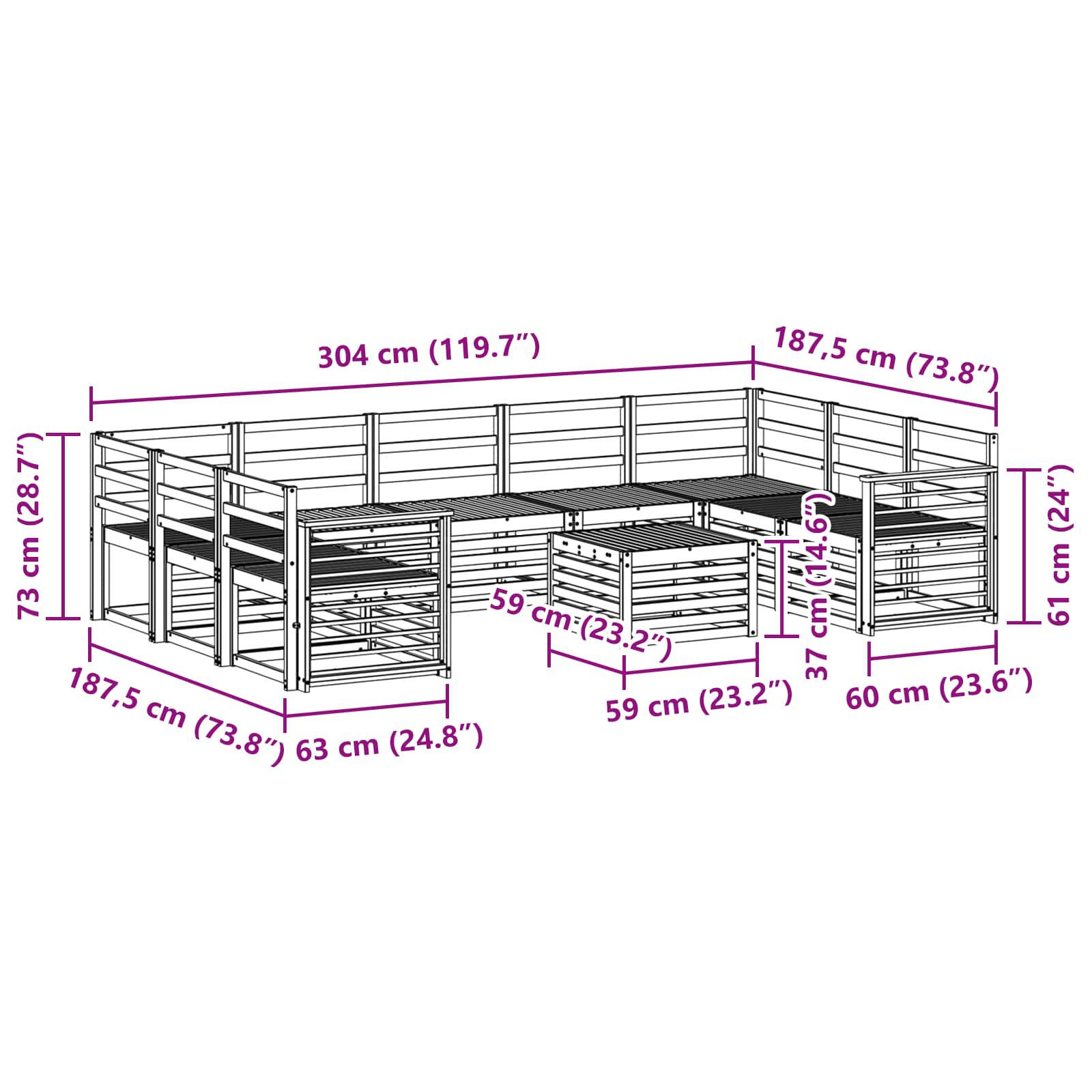 Sofa-Sets 10 pcs Naturel Massief Acaciahout image 9