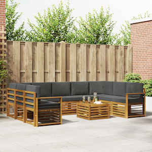 Sedežne garniture z blazino 10 pcs Naravna in antracitna