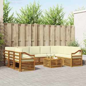 Sedežne garniture 10 pcs Naravna in smetana Masiven les akacije