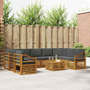 Sedežne garniture z blazino 10 pcs Naravna in antracitna