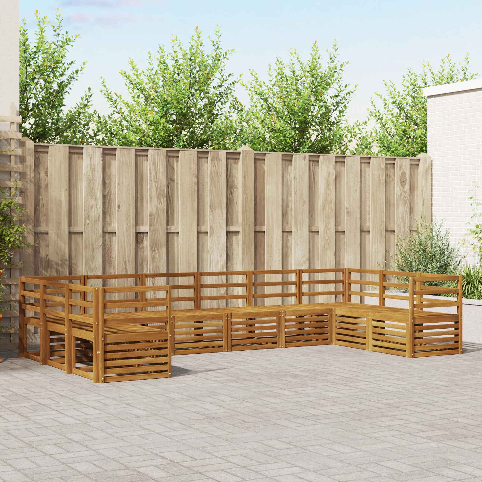 vidaXL Sofagarnituren 10 pcs Natur Massivholz Akazie