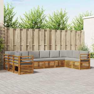 Zunanja garnitura za sedenje 10 pcs Naravna in svetlo siva