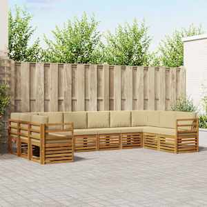 Zunanja garnitura za sedenje z blazino 10 pcs Naravna in bež