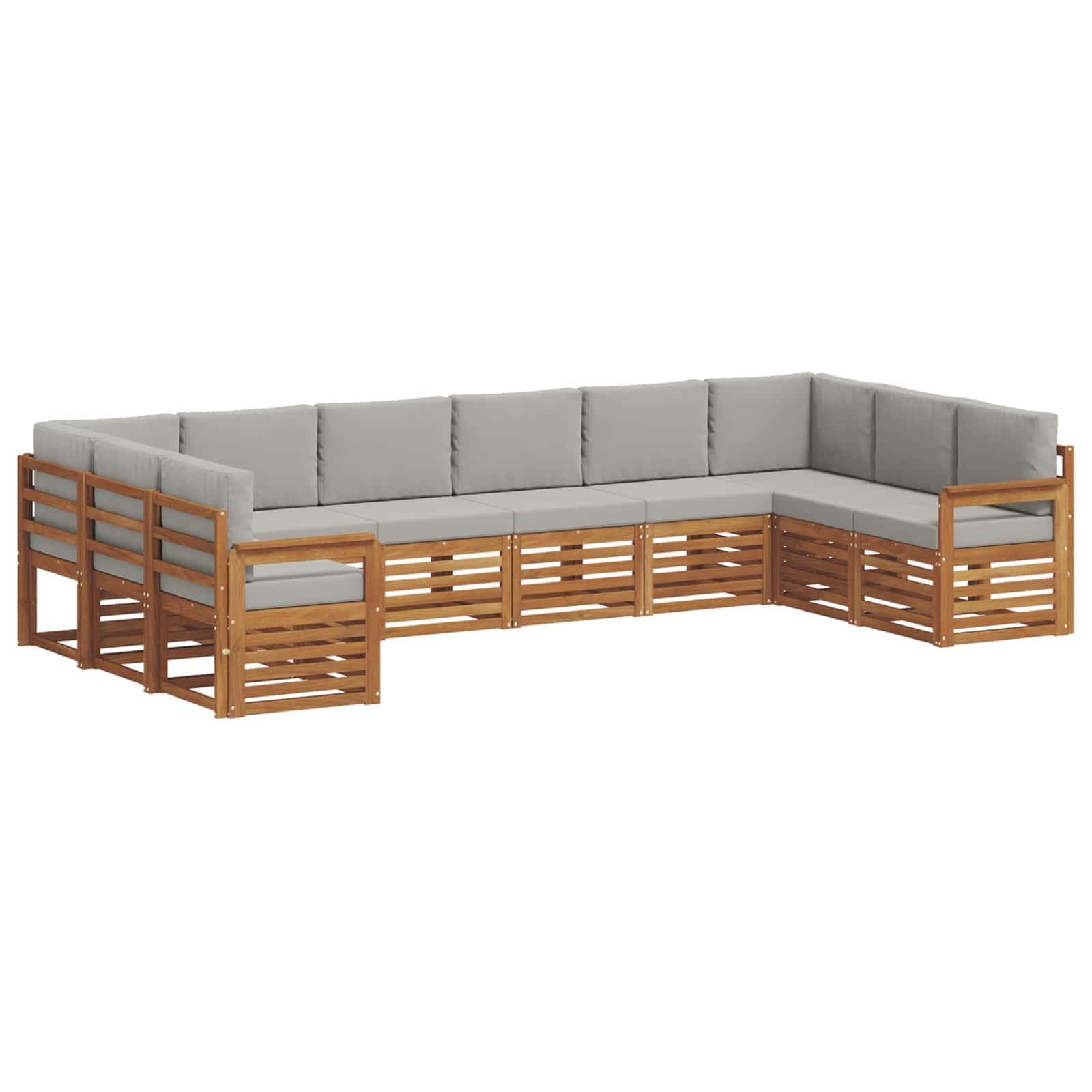 Sofa-Sets 10 pcs Natuurlijk en Lichtgrijs Massief Acaciahout image 2