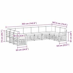 Rohová sofa sada s polštářem 10 pcs Přírodní a světle šedá - obrázek 9