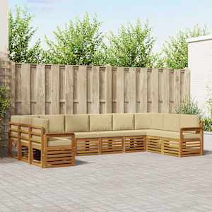 Zunanja garnitura za sedenje z blazino 10 pcs Naravna in bež