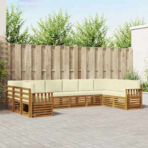 Zunanja garnitura za sedenje 10 pcs Naravna in smetana