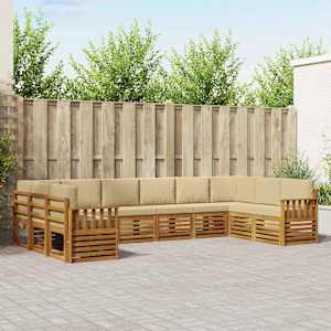 Zunanja garnitura za sedenje z blazino 10 pcs Naravna in bež