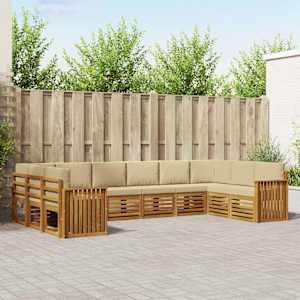 Zunanja garnitura za sedenje z blazino 10 pcs Naravna in bež