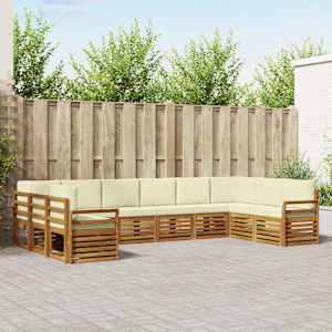 Zunanja garnitura za sedenje 10 pcs Naravna in smetana