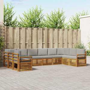 Zunanja garnitura za sedenje 10 pcs Naravna in svetlo siva