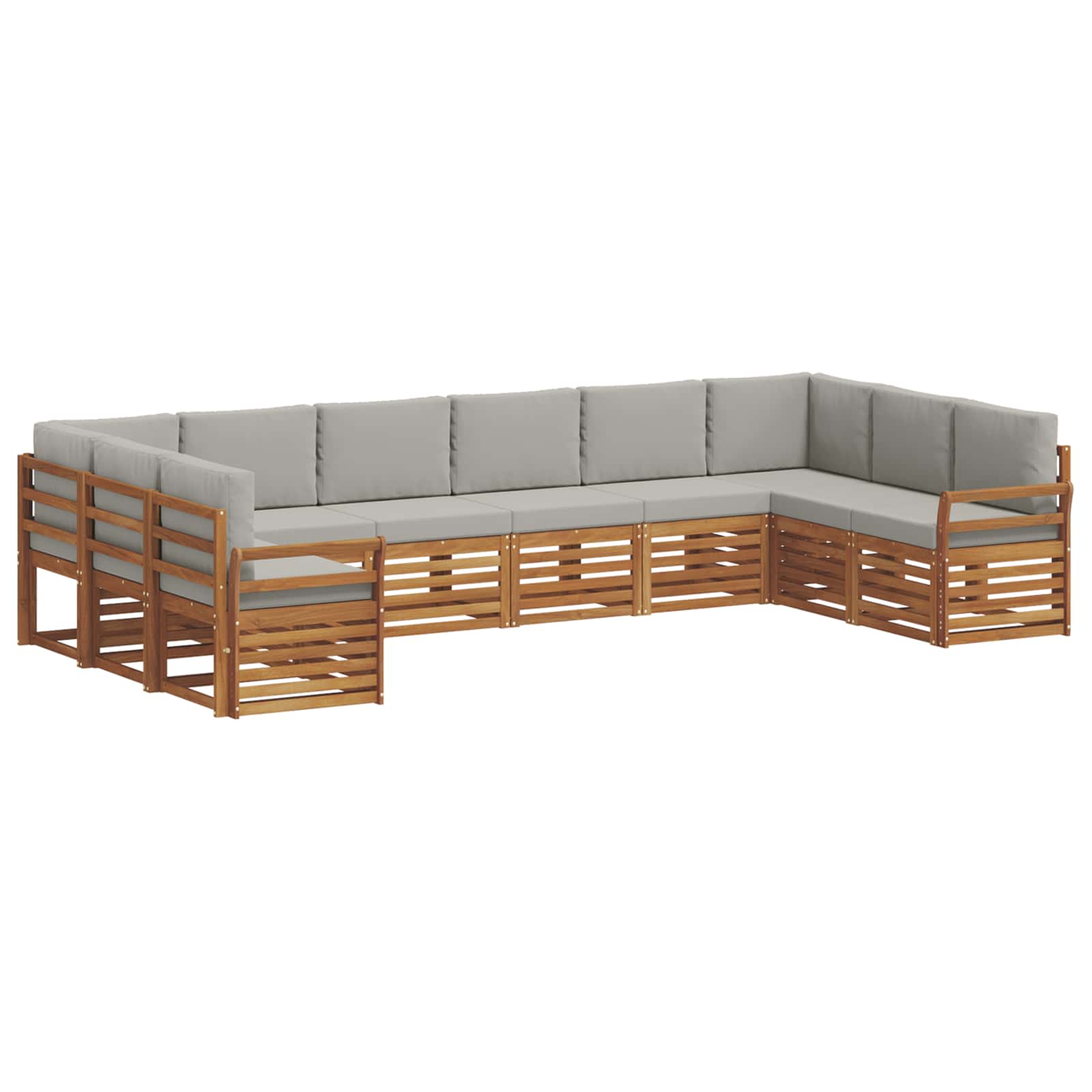 Sofa-Sets 10 pcs Natuurlijk en Lichtgrijs Massief Acaciahout image 2