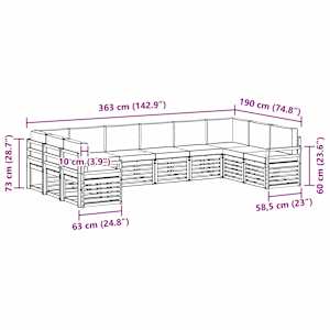 Rohová sofa sada s polštářem 10 pcs Přírodní a světle šedá - obrázek 9
