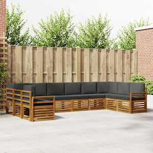 Zunanja garnitura za sedenje 10 pcs Naravna in antracitna